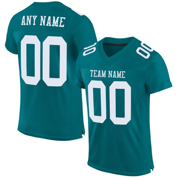 Maxcorners Custom Teal White Mesh Authentic Football Jersey LM2605