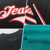 Maxcorners Custom Teal White-Pink Mesh Authentic Throwback Baseball Jersey LM2605