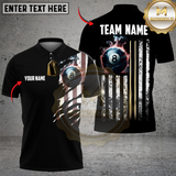 Maxcorners Billiards Ball 8 With USA Flag Stripes Black Personalized Name 3D Unisex Shirt