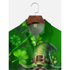 Maxcorners St. Patrick's Day Gnome Shamrock Hawaiian Golf Shirt, Shamrock Golf Shirts, Men's Golf Shirt