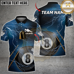 Maxcorners Black And Blue Thunder Lightning Custom 8 Ball Pool Billiard Shirts For Men, Billiard Pool Jerseys