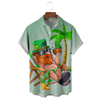 Maxcorners Green St. Patrick's Day Lucky Clover Tropical Vibe Hawaiian Golf Shirt, Men's Golf Shirt, Funny St Patricks Day Shirts
