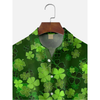 Maxcorners St. Patrick's Day Four Leaf Clover Tropical Vibe Hawaiian Golf Shirt, Men's Golf Shirt