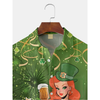 Maxcorners Green St. Patrick's Day Luck By Alice Meow Hawaiian Golf Shirt, Tropical Vibe Men's Golf Shirt
