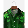 Maxcorners St. Patrick's Day Four Leaf Clover Green Art Hawaiian Golf Shirt, Tropical Vibe Men's Golf Shirt