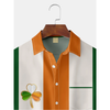 Maxcorners Orange And Green St. Patrick's Day Lucky Clover Hawaiian Golf Shirt, Tropical Vibe Men's Golf Shirt