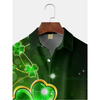 Maxcorners Irish Parade Green St. Patrick's Day Lucky Clover Hawaiian Golf Shirt, St Paddy's Day Tropical Vibe Men's Golf Shirt