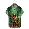 Maxcorners Lucky St. Patrick's Day Gnome Beer And Gold Coin Hawaiian Golf Shirt, Tropical Vibe Men's Golf Shirt