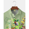 Maxcorners Green St. Patrick's Day Lucky Clover Parrot Beer Gold Coins Hawaiian Golf Shirt, Tropical Vibe Men's Golf Shirt