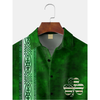 Maxcorners Green St. Patrick's Day Lucky Clover America Flag Print Hawaiian Golf Shirt, Tropical Vibe Men's Golf Shirt