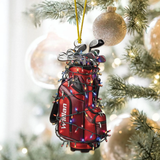 Maxcorners Custom Name Golf Backpack Lights Print Christmas Acrylic Ornament, Golf Lover Gift, Christmas Golf Gift
