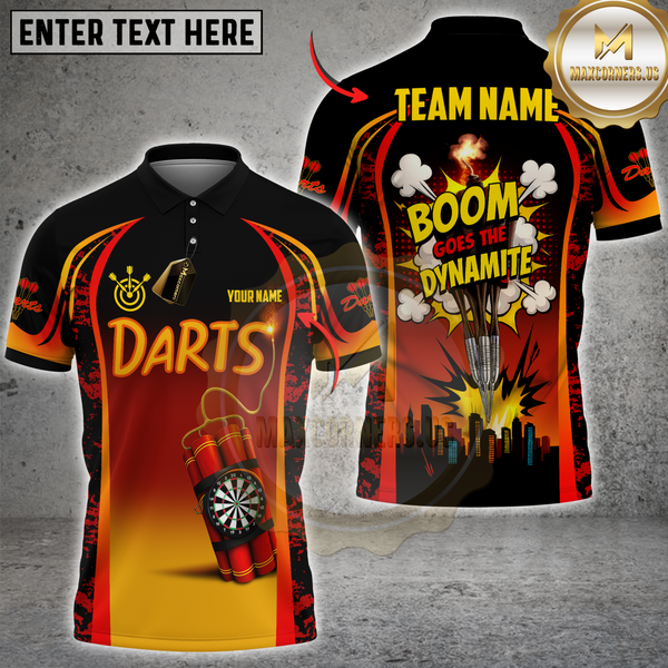 Maxcorners Darts Boom Goes The Dynamite Explosion Personalized Name 3D Unisex Shirt
