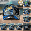 Maxcorners Fishing Water Splash Camo Multi Options Personalized Name 3D Cap (12 Fish Species)