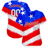 Maxcorners Custom Tie Dye Royal-Red 3D American Flag Premium Baseball Jersey LM0210
