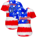 Maxcorners Custom Tie Dye Royal-Red 3D American Flag Premium Baseball Jerseys LM0210
