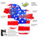 Maxcorners Custom Tie Dye Royal-Red 3D American Flag Premium Baseball Jerseys LM0210