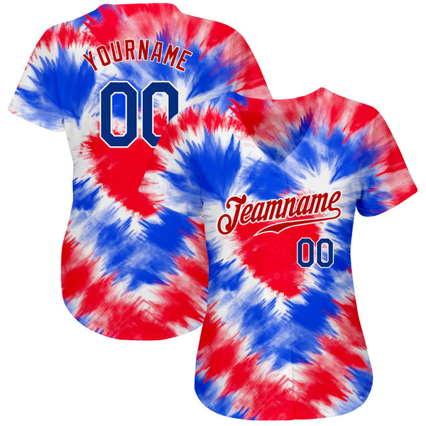 Maxcorners Custom White Red-Royal 3D American Flag Premium Baseball Jersey LM0210