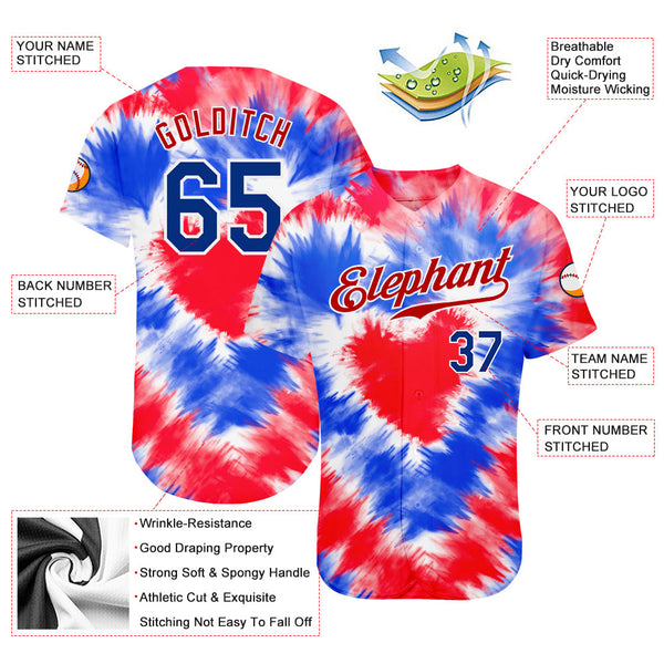 Maxcorners Custom White Red-Royal 3D American Flag Premium Baseball Jersey LM0210