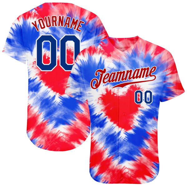 Maxcorners Custom White Red-Royal 3D American Flag Premium Baseball Jersey LM0210