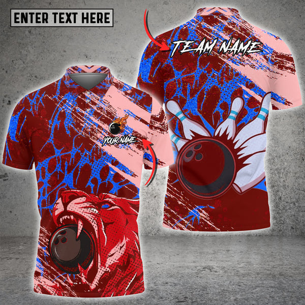 Maxcorners Grunge Splash Tiger Bowling Vector Art Multioptions Customized Name, Team Name 3D Shirt (4 Colors)