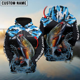 Maxcorners Trout Fishing Blue Camo Pattern Sport Jersey Personalized Name And Team Name Hoodie