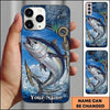 Maxcorners Fishing Blue Ocean Wave Hook Customized Name 3D Phone Case