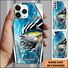 Maxcorners Tuna Fishing Modern Water Art Fishing Makes Me Happy Personalized Name Phone Case