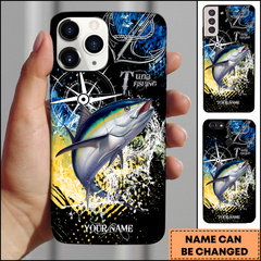 Maxcorners Tuna Fishing Compass Anchor Splash Art Personalized Name Phone Case