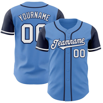 Maxcorners Custom Powder Blue White-Navy Authentic Two Tone Baseball Jersey LM2605