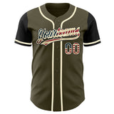 Maxcorners Custom Black Old Gold 3D American Flag Skull Patriotic Premium Baseball Jerseys LM0210