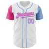 Maxcorners Custom White Light Blue-Pink Authentic Two Tone Baseball Jersey LM2605