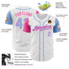 Maxcorners Custom White Light Blue-Pink Authentic Two Tone Baseball Jersey LM2605