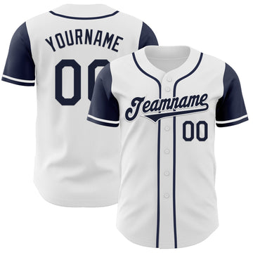 Maxcorners Custom White Navy Authentic Two Tone Baseball Jersey LM2605