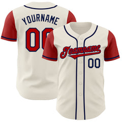Maxcorners Custom Cream Red-Navy Authentic Two Tone Baseball Jersey
 LM0609