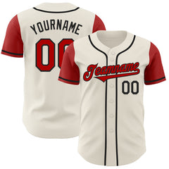 Maxcorners Custom Cream Red-Black Authentic Two Tone Baseball Jersey
 LM0609