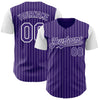 Maxcorners Custom Purple White Pinstripe White Authentic Two Tone Baseball Jersey LM2605