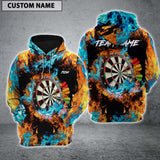 Maxcorners Blue And Red Fire Darts Personalized Name And Team Name 3D Shirt