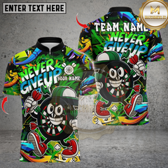 Maxcorners Never Give Up Funny Cartoon Dartboard Personalized Name 3D Unisex Shirt