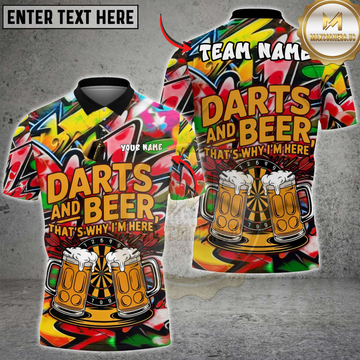 Maxcorners Darts And Beer Graffiti Personalized Name 3D Unisex Shirt