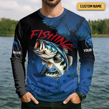 Maxcorners Pro Bass Fisherman, UPF Fishing Shirts, Custom Fishing Shirt, Men Long Sleeve Shirt