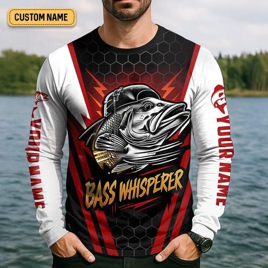 Maxcorners Don't Be A Basshole, Bass Whisperer, Funny Fishing Shirt, UV Protection Shirt, Men Long Sleeve Shirt