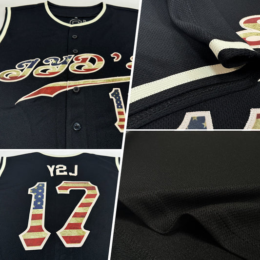 Maxcorners Custom Purple Vintage USA Flag-Gold Premium Baseball Jersey LM0210