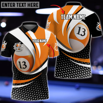 Maxcorners Personalized Billiard Ball 13 Player Polo Shirt