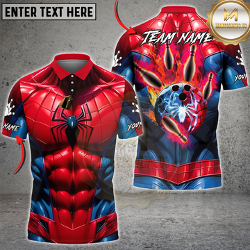Maxcorners Bowling Red Spider Armor Flaming Bowling Ball Personalized Name 3D Unisex Shirt