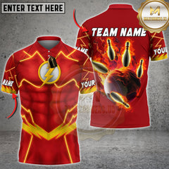 Maxcorners Bowling Flash Lightning Speed Flaming Strike Personalized Name 3D Unisex Shirt