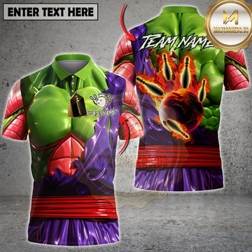 Maxcorners Bowling Fire Ball Green Muscle Warrior Personalized Name 3D Unisex Shirt