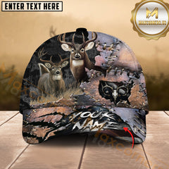 Maxcorners Hunting Leather Patch Ripped Style 3D Personalized Name 3D Cap (Deer/Moose/Boar/Bear)