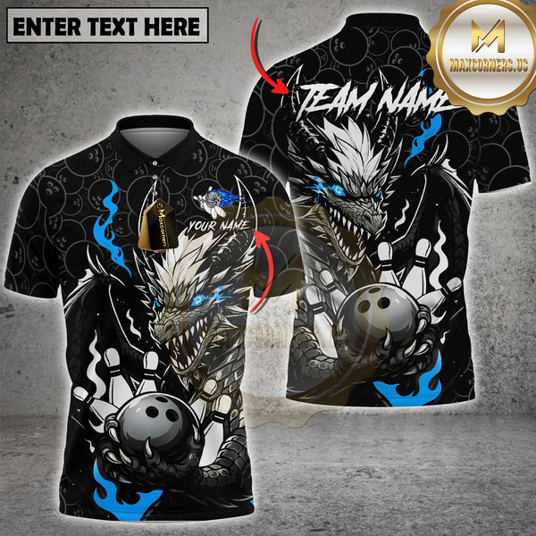 Maxcorners Black Dragon Bowling Ball Strike Power Multioptions Personalized Name, Team Name Unisex 3D Shirt