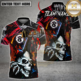 Maxcorners Billiard Shirt Skull Fire 8 Ball Neon Street Art Style Multi Options Personalized Name, Team Name 3D Shirt