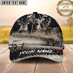 Maxcorners Hunting Gray Rustic Stitching 3D Personalized Name 3D Cap (Deer/Moose/Boar/Bear)